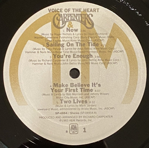 Carpenters : Voice Of The Heart (LP, Album, B -)