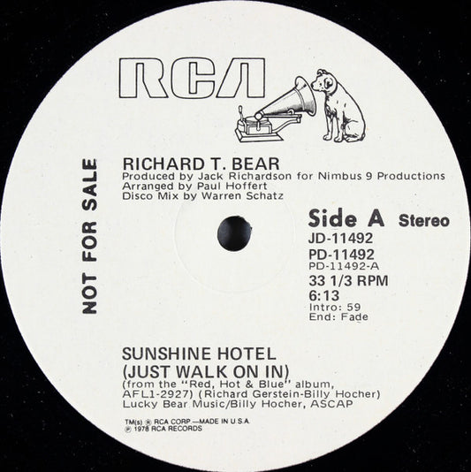 Richard T. Bear : Sunshine Hotel (Just Walk On In) (12", Promo)