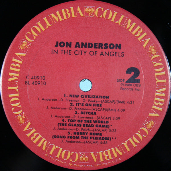 Jon Anderson : In The City Of Angels (LP, Album)