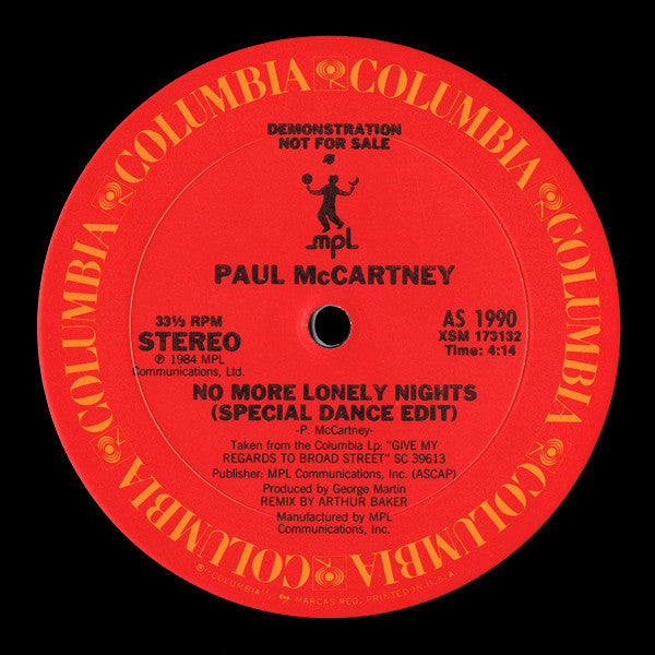 Paul McCartney : No More Lonely Nights (12", Promo)
