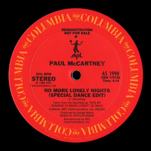 Paul McCartney : No More Lonely Nights (12", Promo)