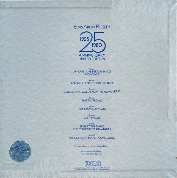 Elvis Aron Presley* : Elvis Aron Presley (1955-1980 - 25 Anniversary) (8xLP, Mono + Box, Ltd, Num)