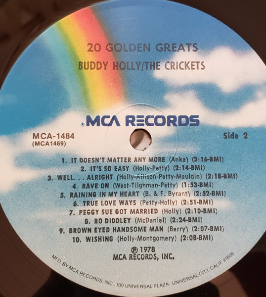 Buddy Holly & The Crickets (2) : 20 Golden Greats (LP, Comp, RE)