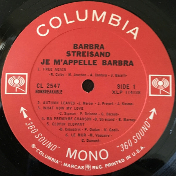 Barbra Streisand : Je M'appelle Barbra (LP, Album, Mono, Pit)