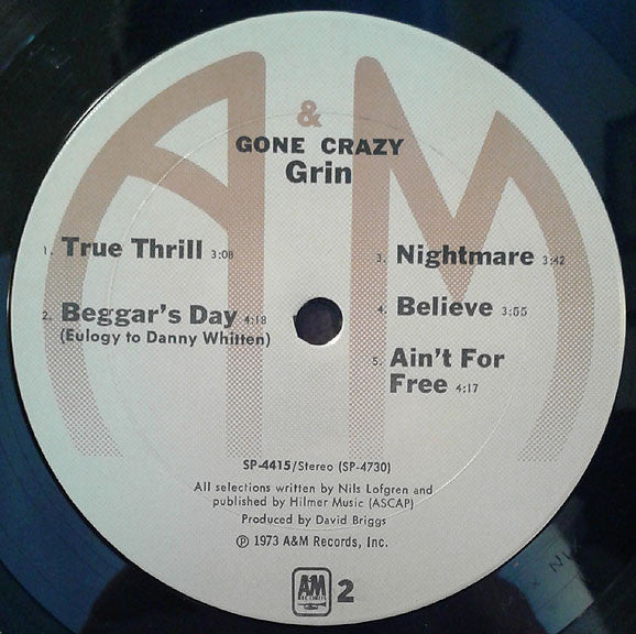 Grin : Gone Crazy (LP, Album, Pit)