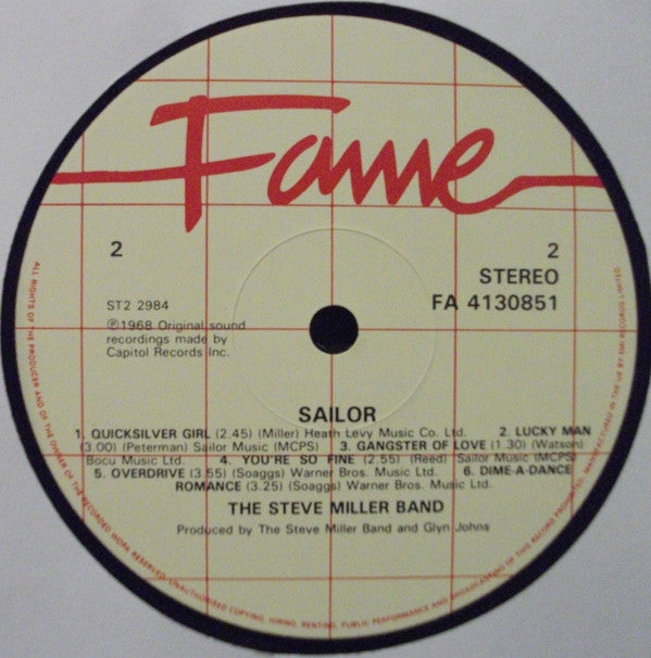 The Steve Miller Band* : Sailor (LP, Album, RE)
