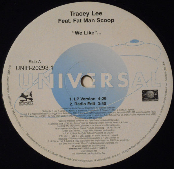 Tracey Lee Featuring Fatman Scoop : We Like (12", Promo)