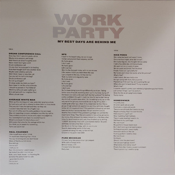 Work Party : My Best Days are Behind Me (12", Album, Pin)