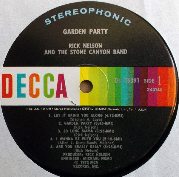 Rick Nelson & The Stone Canyon Band : Garden Party (LP, Album)
