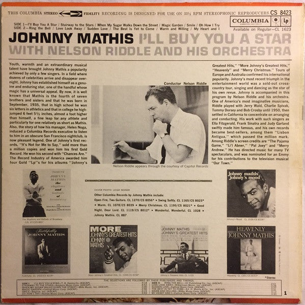 Johnny Mathis With Nelson Riddle And His Orchestra : I'll Buy You A Star (LP, Album)