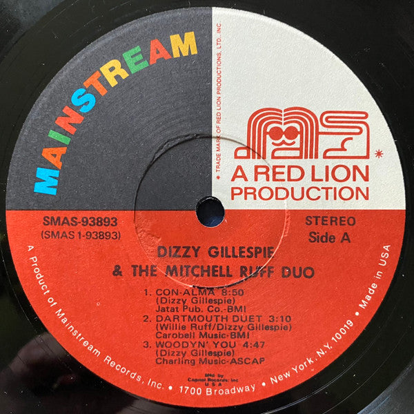 Dizzy Gillespie And The Mitchell-Ruff Duo : In Concert (LP, Album, Club, Cap)