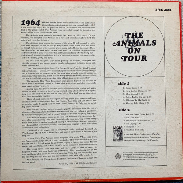 The Animals : The Animals On Tour (LP, Album, Mono, RP)