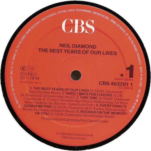 Neil Diamond : The Best Years Of Our Lives (LP, Album)