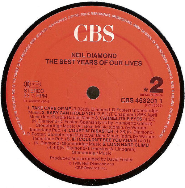 Neil Diamond : The Best Years Of Our Lives (LP, Album)