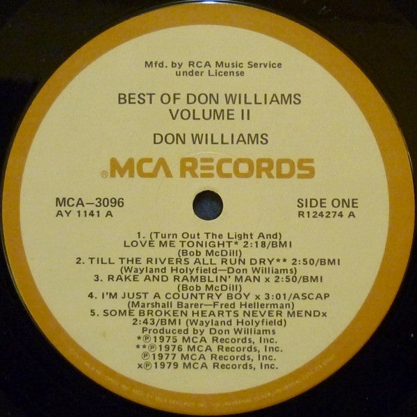 Don Williams (2) : The Best Of Don Williams Volume II (LP, Comp, Club)