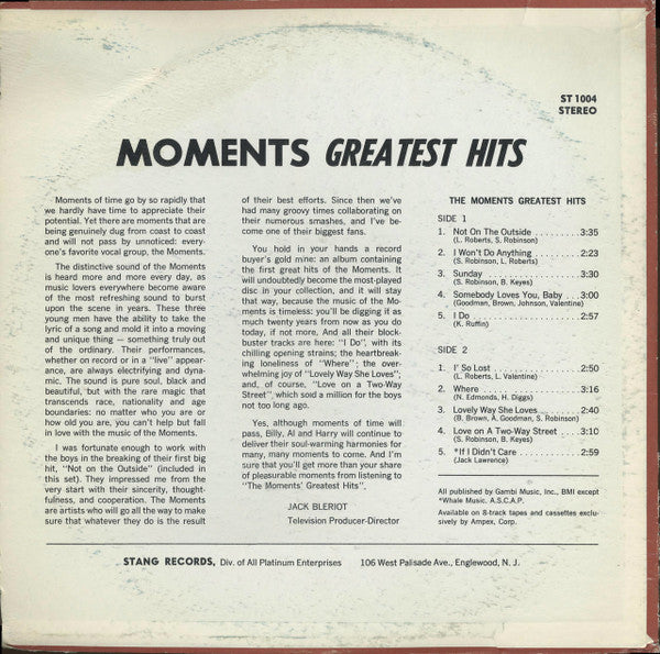 The Moments : The Moments Greatest Hits (LP, Comp)