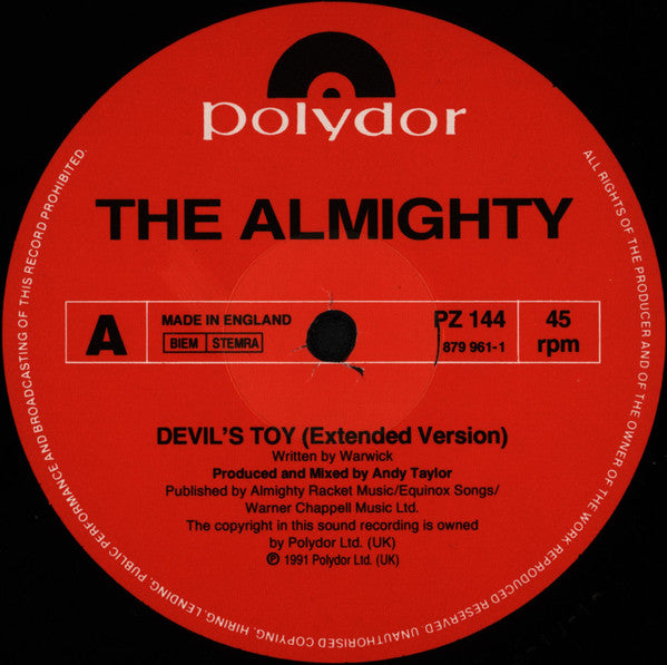 The Almighty : Devil's Toy (12", Single, Gat)