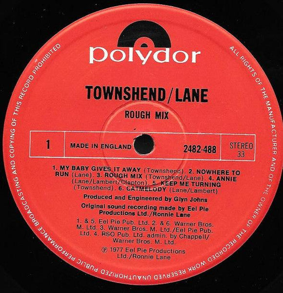 Pete Townshend • Ronnie Lane : Rough Mix (LP, Album, RE)