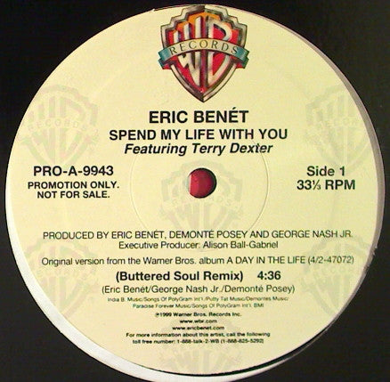 Eric Benét Featuring Terry Dexter : Spend My Life With You (12", Promo)