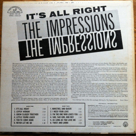 The Impressions : The Impressions (LP, Album, Mono, RE)