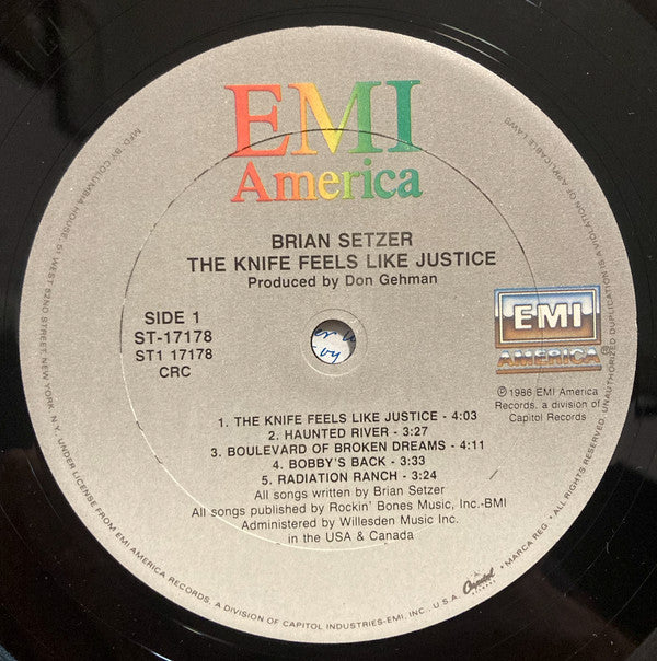 Brian Setzer : The Knife Feels Like Justice (LP, Album, Club)