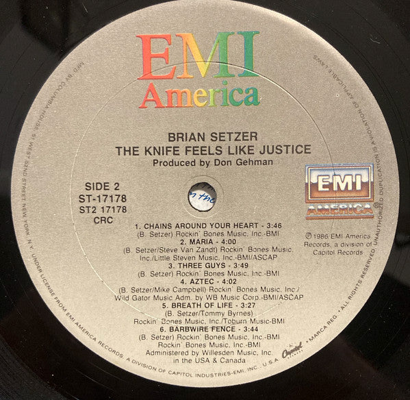 Brian Setzer : The Knife Feels Like Justice (LP, Album, Club)