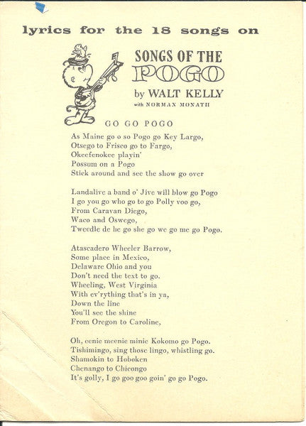 Walt Kelly With Norman Monath : Songs Of The Pogo (LP)