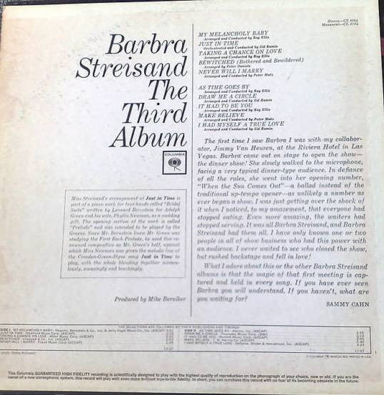 Barbra Streisand : The Third Album (LP, Album, Mono)