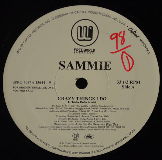 Sammie : Crazy Things I Do (12", Promo)