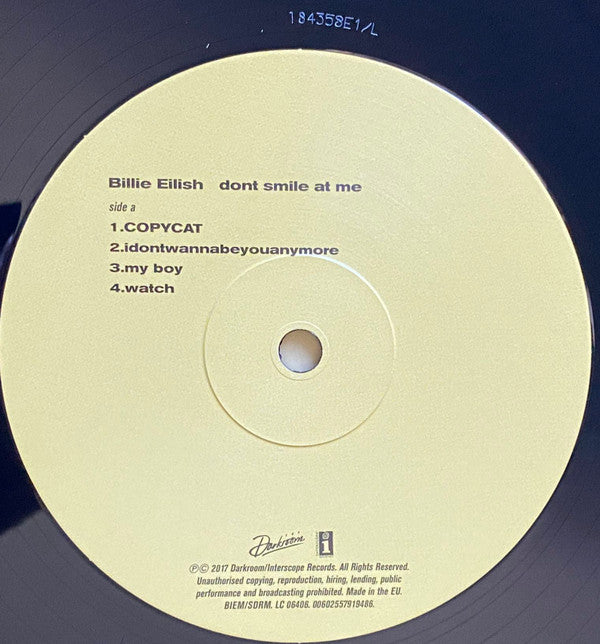 Billie Eilish : Dont Smile At Me (12", EP, RE)