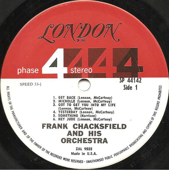 Frank Chacksfield And His Orchestra* : Chacksfield Plays The Beatles' Song Book (LP, Album)