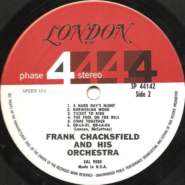 Frank Chacksfield And His Orchestra* : Chacksfield Plays The Beatles' Song Book (LP, Album)