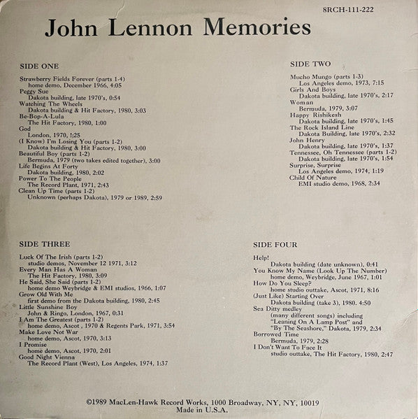 John Lennon : Memories (2xLP, TP)