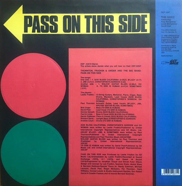 Thornton, Fradkin & Unger And The Big Band* : Pass On This Side (LP, Album, RE, Bla)