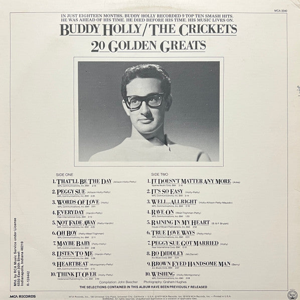 Buddy Holly / The Crickets (2) : 20 Golden Greats (LP, Comp, Club, Ind)