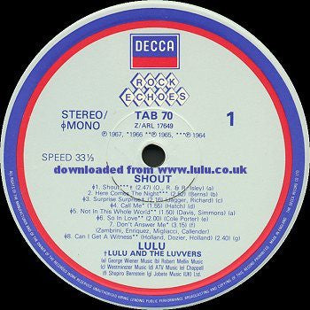 Lulu : Shout (LP, Comp, Mono)