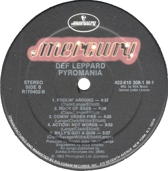 Def Leppard : Pyromania (LP, Album, Club, RCA)