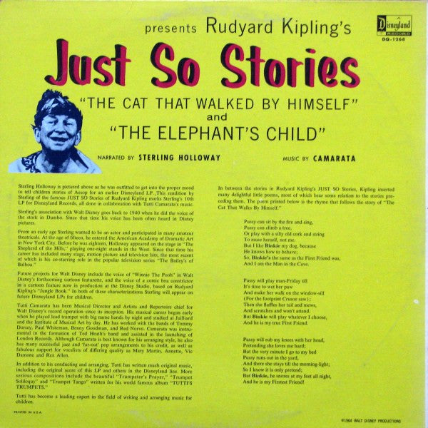 Walt Disney Presents Sterling Holloway, Tutti Camarata : Just So Stories (LP, Mono)