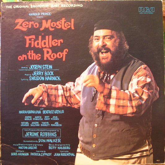 "Fiddler On The Roof" Original Broadway Cast, Jerry Bock : Zero Mostel In Fiddler On The Roof (The Original Broadway Cast Recording) (LP, Album, RE)