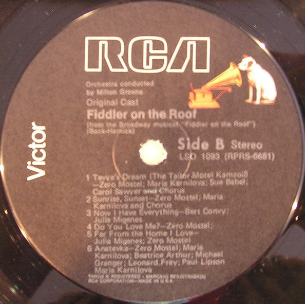 "Fiddler On The Roof" Original Broadway Cast, Jerry Bock : Zero Mostel In Fiddler On The Roof (The Original Broadway Cast Recording) (LP, Album, RE)