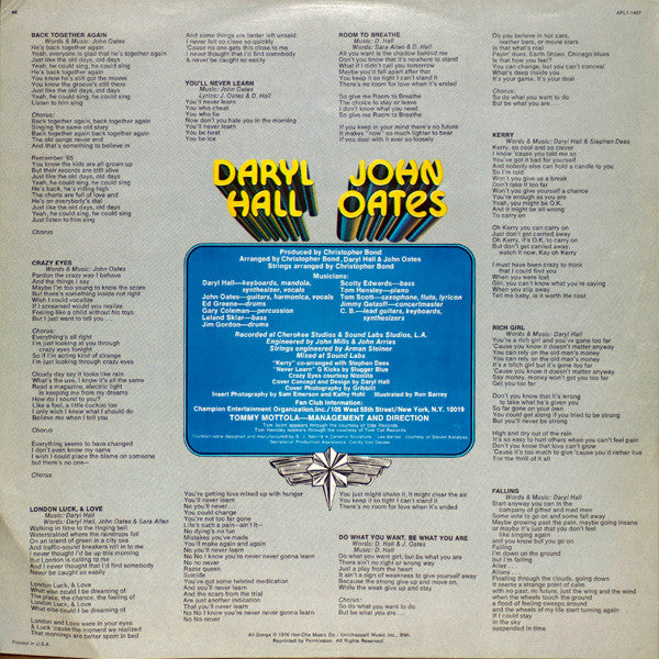 Daryl Hall & John Oates : Bigger Than Both Of Us (LP, Album, RE)
