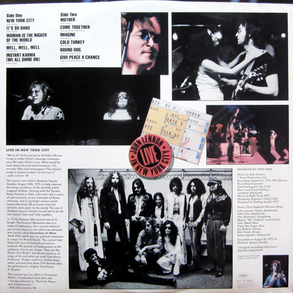 John Lennon : Live In New York City (LP, Album, Club, Col)