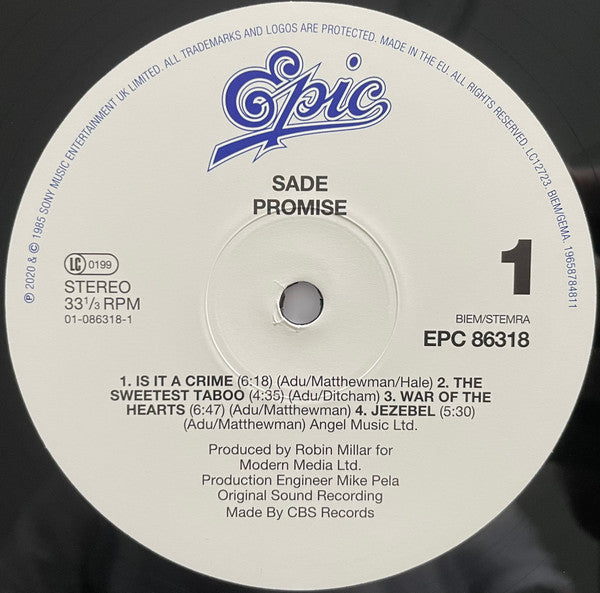 Sade : Promise (LP, Album, RE, RM, Hal)