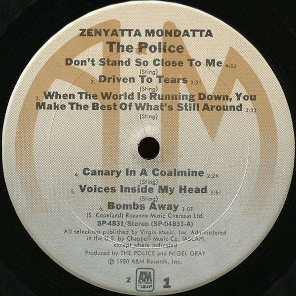 The Police : Zenyatta Mondatta (LP, Album, Z)