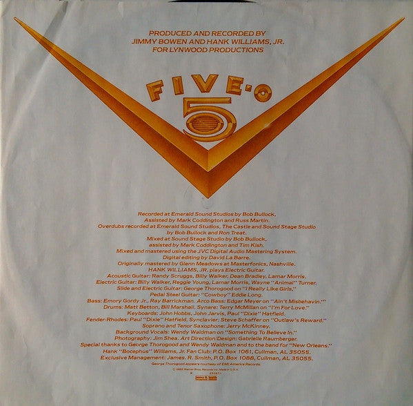 Hank Williams, Jr.* : Five-O (LP, Album, Spe)