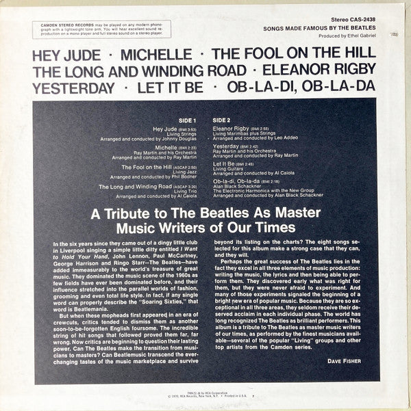Various : Songs Made Famous By The Beatles (LP, Comp)