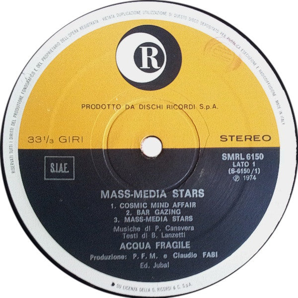 Acqua Fragile : Mass-Media Stars (LP, Album)