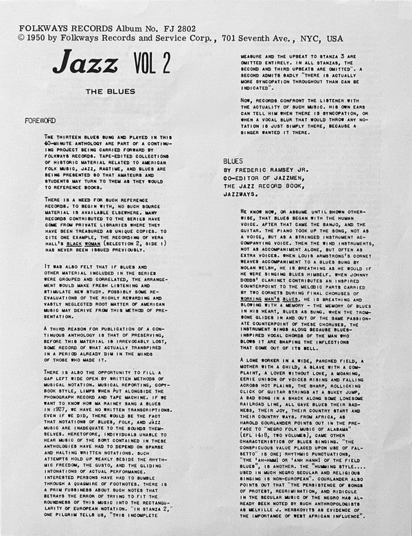 Various : Jazz Volume 2: The Blues (LP, Comp, RE)