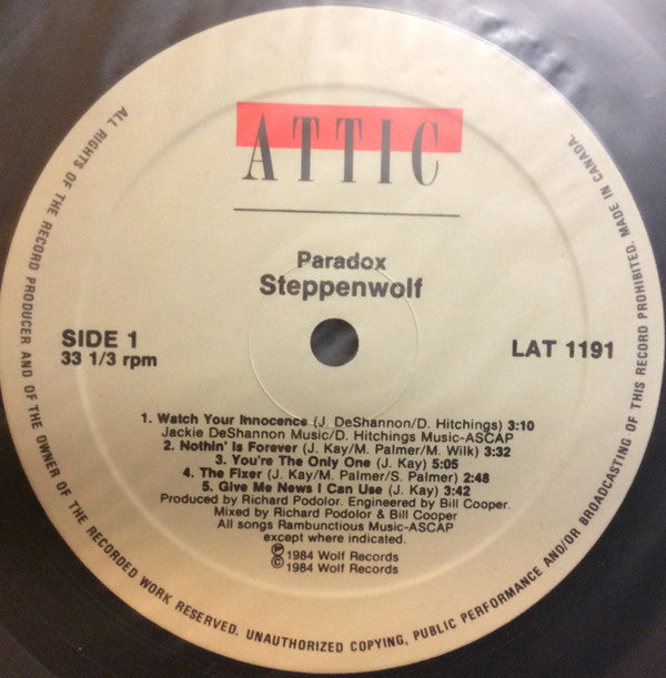 John Kay & Steppenwolf : Paradox (LP, Album)