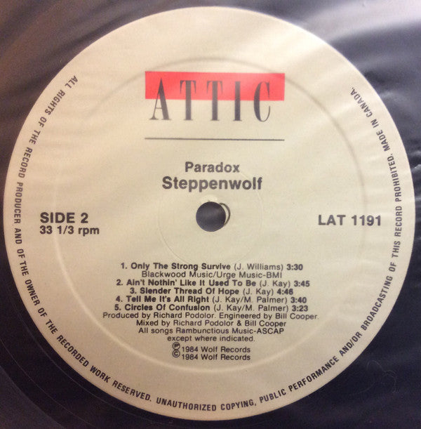 John Kay & Steppenwolf : Paradox (LP, Album)